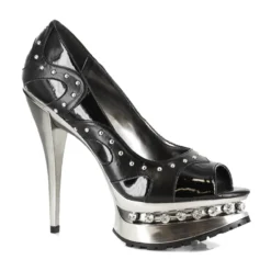 Ellie Shoes 5 Metallic Heel With Rhinestones And Upper Stud Details