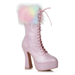 Ellie Shoes 5 Chunky Heel Unicorn Boot With Faux Fur