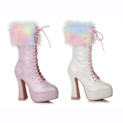 Ellie Shoes 5 Chunky Heel Unicorn Boot With Faux Fur