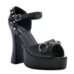 Ellie Shoes 5 Chunky Heel Hand Cuff And Bullet Sandal