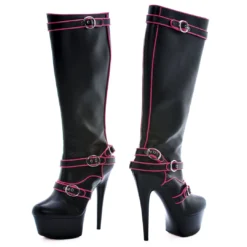 Ellie Shoes 6 Heel Knee Boots With Pink Neon