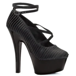 Ellie Shoes 6 Heel With Pleated Satin And Ankle Strap