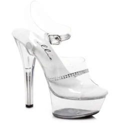 Ellie Shoes 6 Heel Clear Rhinestone Sandal