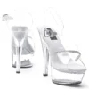 Ellie Shoes 6 Heel Clear Rhinestone Sandal