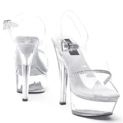 Ellie Shoes 6 Heel Clear Rhinestone Sandal
