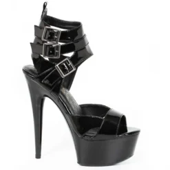 Ellie Shoes 6 PEEP TOE PLATFORM WITH TRIPLE STRAP AND BUCKLE DETAIL