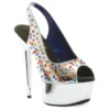 Ellie Shoes 6 Platform Peep Toe W/Multi Colored Rhinestones