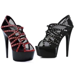 Ellie Shoes 6 Peeptoe Mesh Bootie With Mezzo Detial