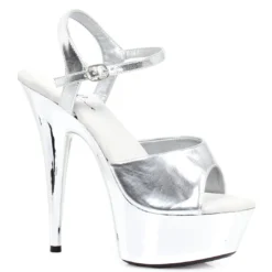 Ellie Shoes 6 Peeptoe Chrome Stiletto Sandal