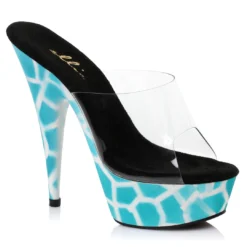 Ellie Shoes 6 Inch Giraffe Design NEON Mule