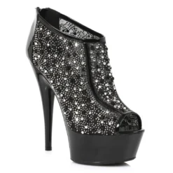 Ellie Shoes 6 Stiletto W/ Contrasting Trim & Multi Rhinestone