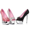 Ellie Shoes 6 Satin Peep Toe Chrome Platform With RhineStone Buckle