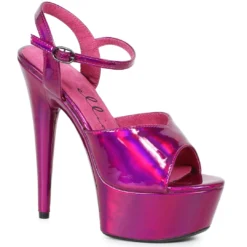 Ellie Shoes 6 Heel Pointed Stiletto Sandal With Metallic Platform & Upper