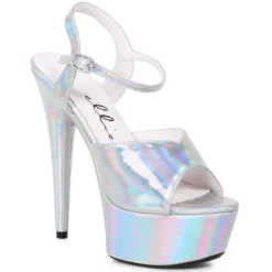 Ellie Shoes 6 Heel Pointed Stiletto Sandal With Metallic Platform & Upper