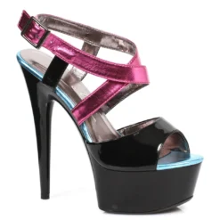 Ellie Shoes 6 Peep Toe Platform W/Color Blocking