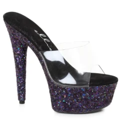 Ellie Shoes 6 Pointed Stiletto Mule Sandal With Glitter Platform