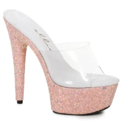 Ellie Shoes 6 Pointed Stiletto Mule Sandal With Glitter Platform