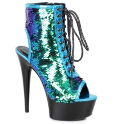 Ellie Shoes 6 Peeptoe Sequined Ankle Bootie