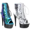 Ellie Shoes 6 Peeptoe Sequined Ankle Bootie