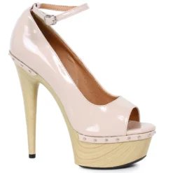 Ellie Shoes 6 Pointed Heel Wood Platform Sandal