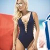 Espiral Navy Blue Lace-Up One Piece Swimsuit 2 Espiral Navy Blue Lace-Up One Piece Swimsuit