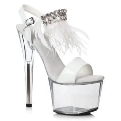 Ellie Shoes 7 Feather And Rhinestone Sandal