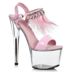 Ellie Shoes 7 Feather And Rhinestone Sandal