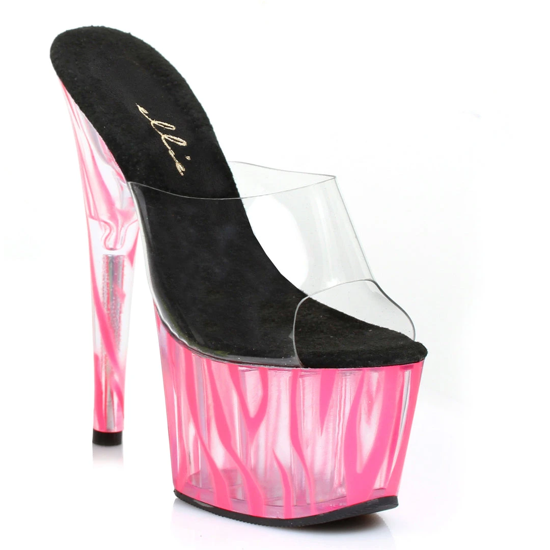 Ellie Shoes 7 Inch Mule With Blacklight Zebra Pattern 5 Ellie Shoes 7 Inch Mule With Blacklight Zebra Pattern