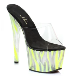 Ellie Shoes 7 Inch Mule With Blacklight Zebra Pattern