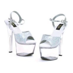 Ellie Shoes 7 Heel Silver Glitter Sandal
