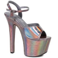 Ellie Shoes 7 Heel Pointed Stiletto Sandal W/ Metallic Platform