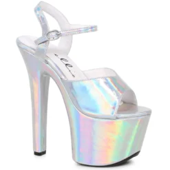 Ellie Shoes 7 Heel Pointed Stiletto Sandal W/ Metallic Platform