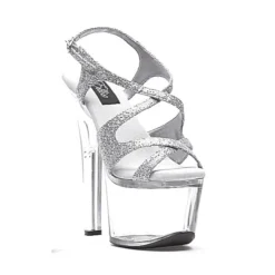 Ellie Shoes 7 Heel Silver Glitter Sandal