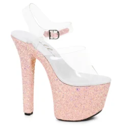 Ellie Shoes 7 Pointed Stiletto Mule Sandal With Glitter Platform
