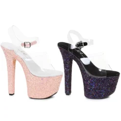 Ellie Shoes 7 Pointed Stiletto Mule Sandal With Glitter Platform