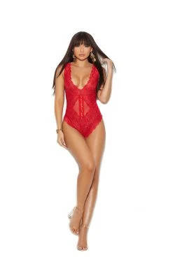 Elegant Moments Red Teddy LINGERIE