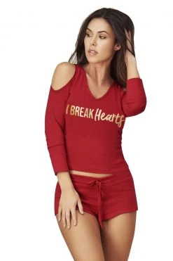 Espiral SLEEPWEAR I Break Hearts Red Short Pajamas