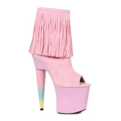 Ellie Shoes 7 Unicorn Heel Platform Bootie With Fringe