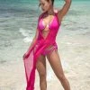 Espiral Neon Pink Long Beach Dress Cover-Ups & Beachwear