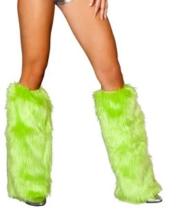 JValentine Faux Fur Legwarmers Light Green Rave Leg Warmers & Wraps