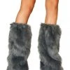 JValentine Faux Fur Legwarmers Grey Rave Leg Warmers & Wraps
