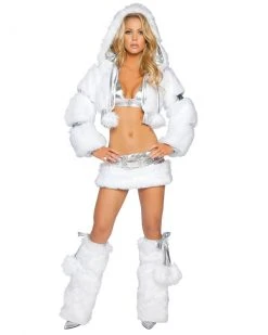 JValentine Rave Leg Warmers & Wraps Faux Fur White Pom Poms Legwarmers