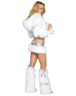 JValentine Rave Leg Warmers & Wraps Faux Fur White Pom Poms Legwarmers