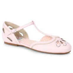 Ellie Shoes Flat With T-Strap And Cut Out Detail