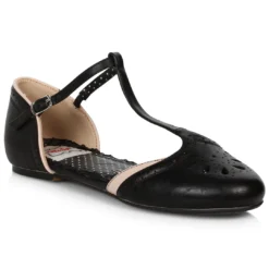 Ellie Shoes T-Strap Flat Shoe With Cutout Decor