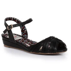 Ellie Shoes Peep Toe Ruched Flat