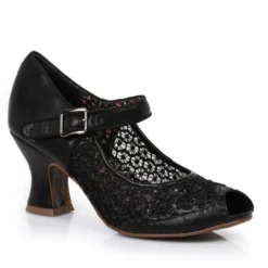 Ellie Shoes Lace Mary Jane Peep Toe Heel