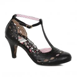 Ellie Shoes T Strap Cut Out Detail Heel