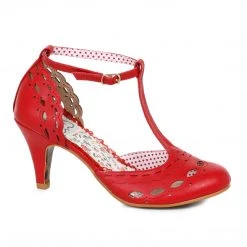 Ellie Shoes T Strap Cut Out Detail Heel