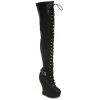 Ellie Shoes Knee High Lace Up Curve Wedge Boot